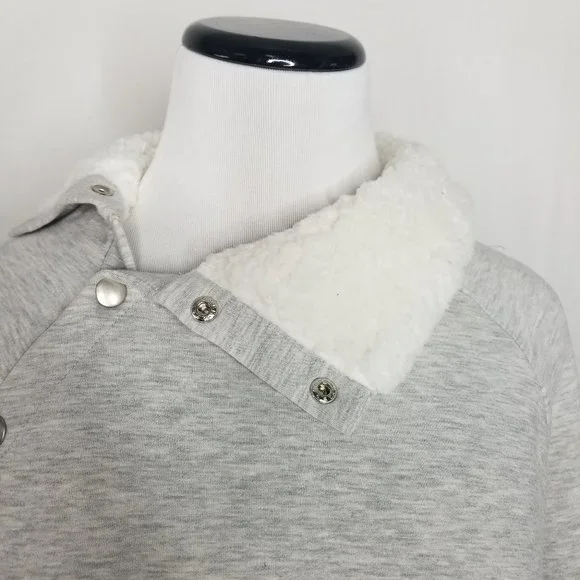 Maternity Sherpa Fleece Sweatshirt Light Gray - Picture 5 of 8